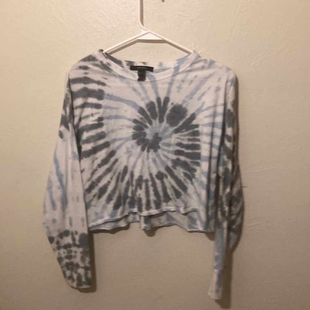 Long Sleeve Grey, Blue and White tie die